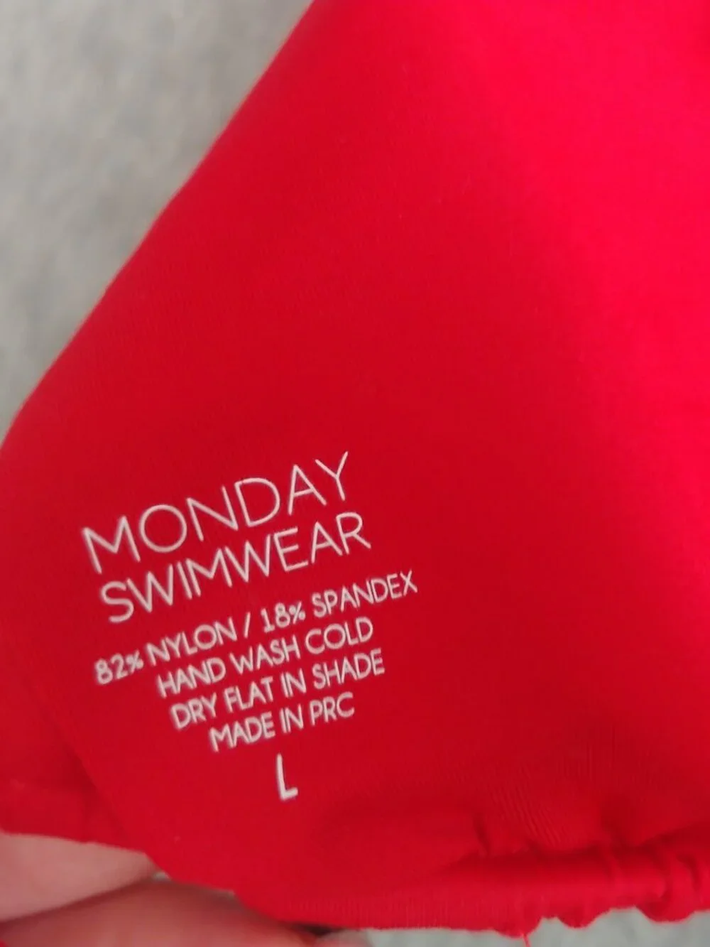 MONDAY SWIMWEAR red triangle bikini top size Large